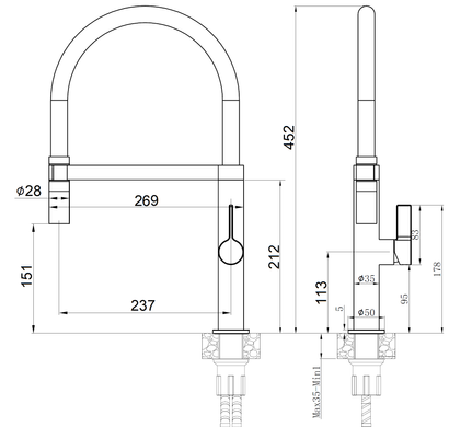 Кухонный смеситель FKM 68P SS Inox