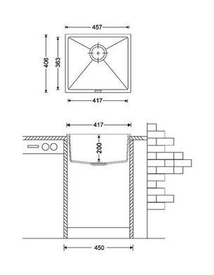 Гранитная мойка Quadro 45x40