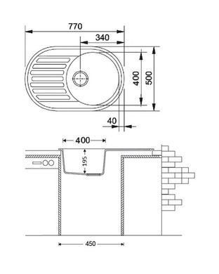 Гранитная мойка Arc 77x50