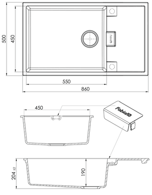 Гранитная мойка Cubix 86x50 XL