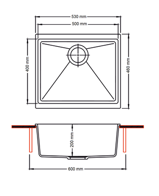 Гранитная мойка Navio 53x46